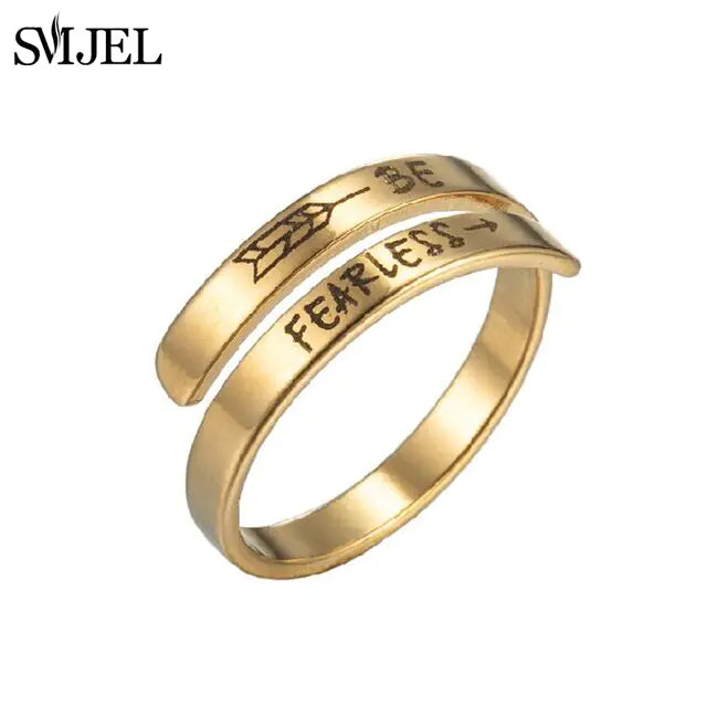 Punk Engraved Letter Ring