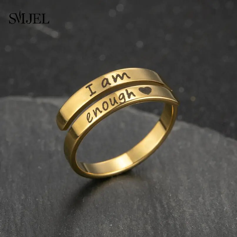 Punk Engraved Letter Ring