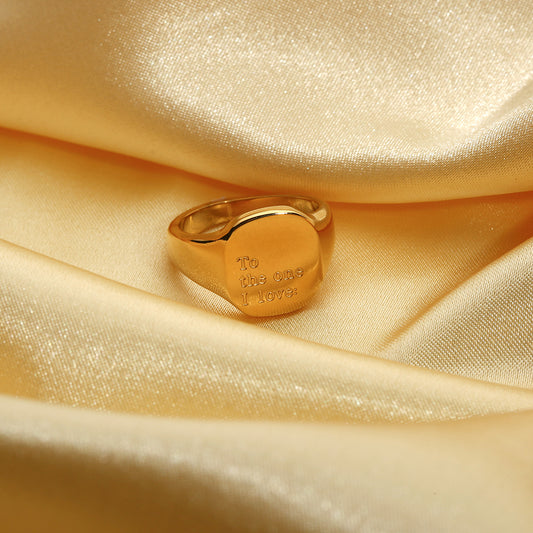 18K Gold Plated Lettered Signet Ring