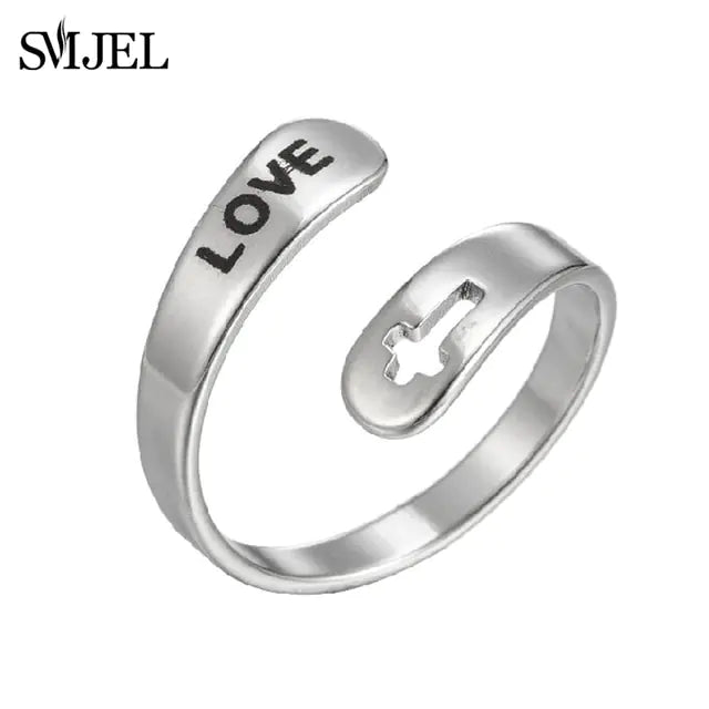 Punk Engraved Letter Ring