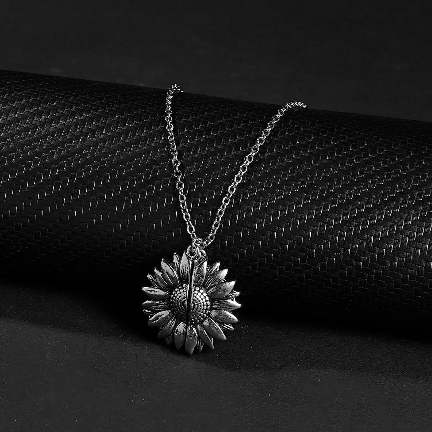 Sunflower Engraved Pendant Necklaces