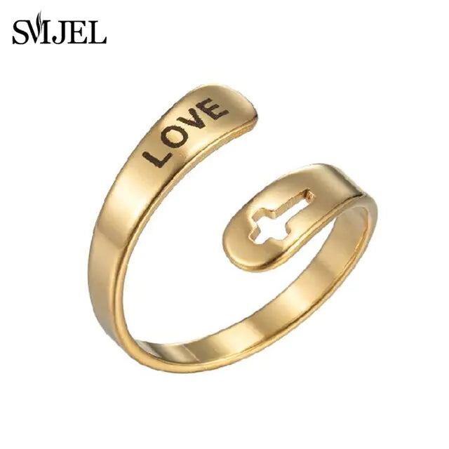 Punk Engraved Letter Ring