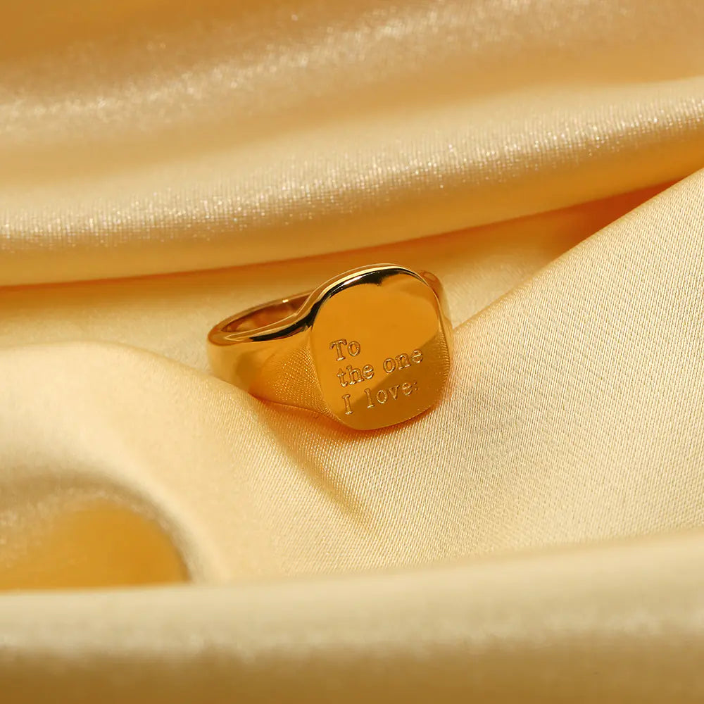 18K Gold Plated Lettered Signet Ring