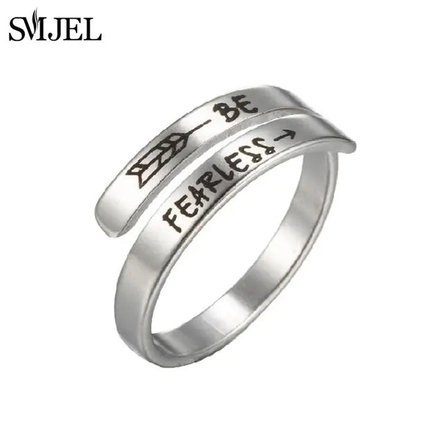 Punk Engraved Letter Ring