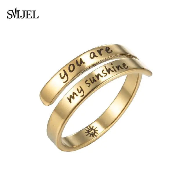 Punk Engraved Letter Ring