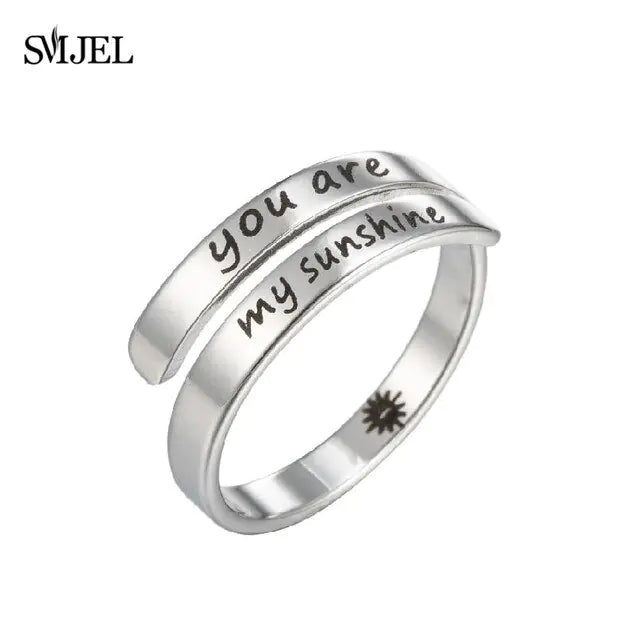 Punk Engraved Letter Ring